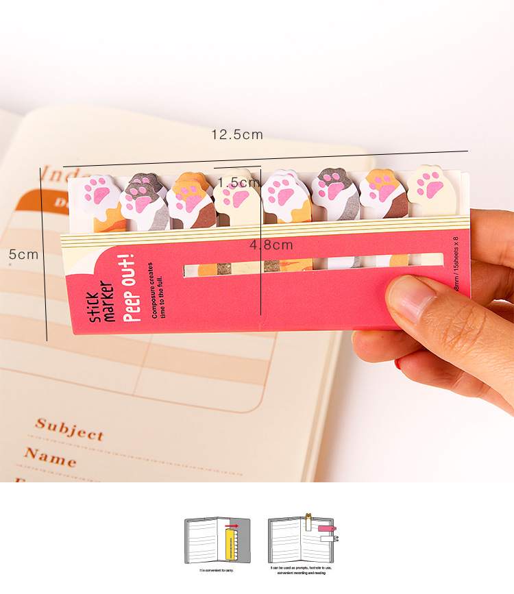 Factory Wholesale Kawaii Korean Stationery Animal Bookmarks Notes,School Supplies Paper Papeleria Stickers Index Cute Memo Pad
