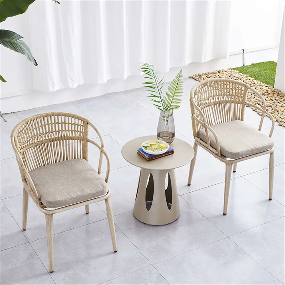 Stackable Garden Outdoor Set Aluminum Rope Outdoor Dining Chairs Patio Chair Patio Furniture For Comfortable Style