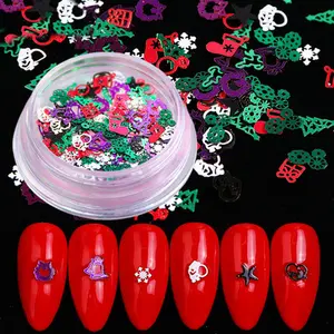 Christmas Mixed Colorful Snowflake Bell Nail Glitter Manicure Nail Art Decorations