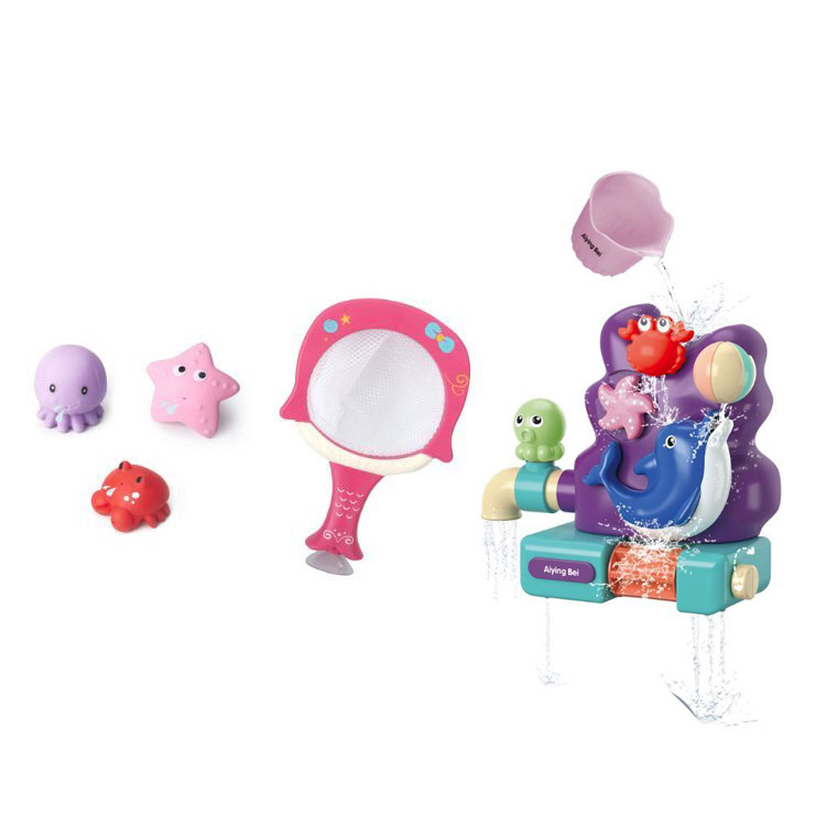 happy shower time 11pcs dolphin play set above 18 month old plastic baby bath toy