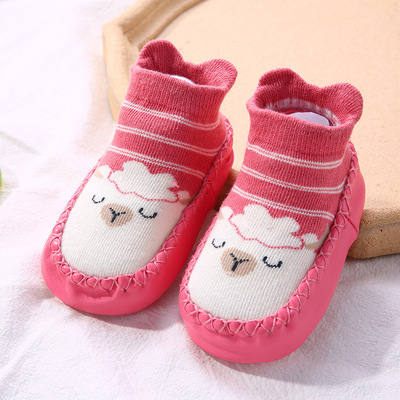 Wholesale Printed Rubber Soft Sole Bottom infant Sock Shoes Home Floor Walk Warm Cotton Antislip Baby Shoes