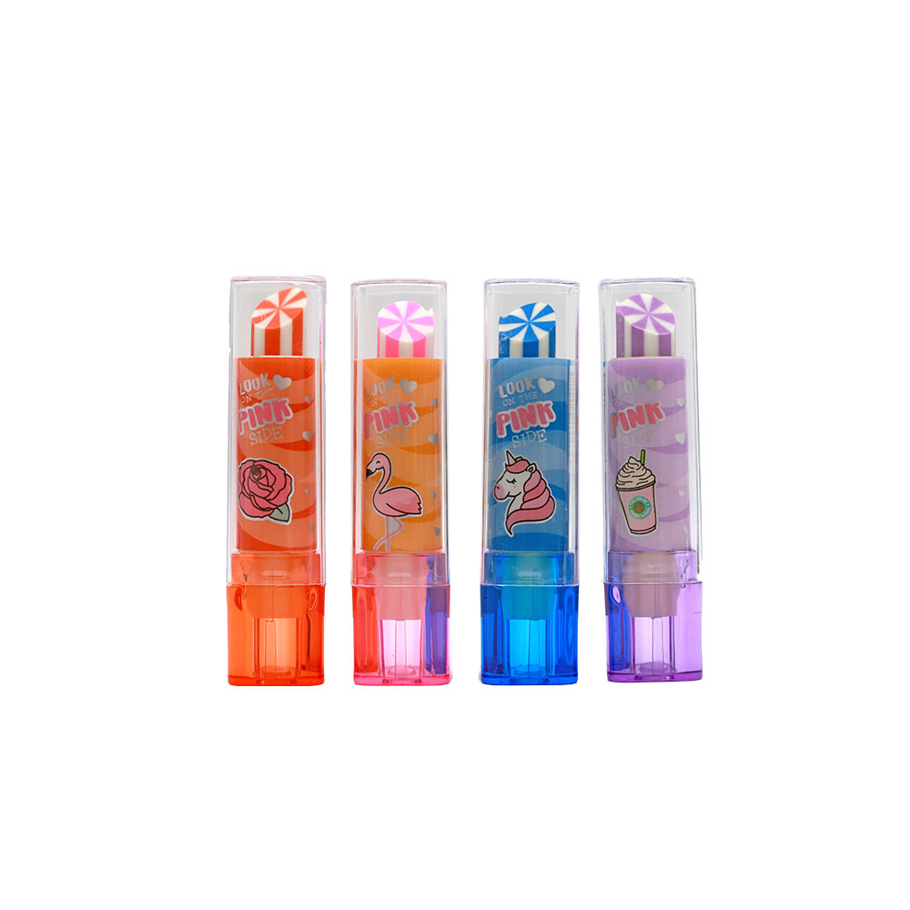 AIHAIZI Spot goods new creative lipstick shape eraser cartoon fruit kawaii eraser student stationery fun eraser for kids