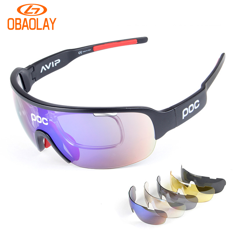 Polarized 5 Lenses Cycling Sunglasses UV400 MTB Road Bike Eyewear Outdoor Sports Cycling Eyewear OBAOLAY Bicycle Glasses