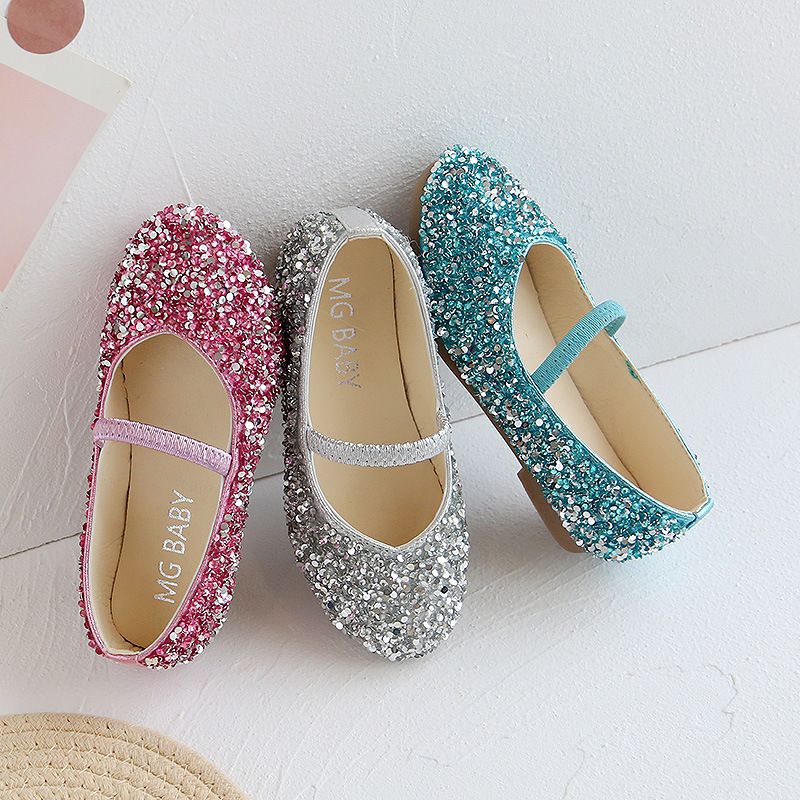 girl princess shoes sequined performance shoes pointed toe girls shallow mouth pumps children children's leather shoes soft