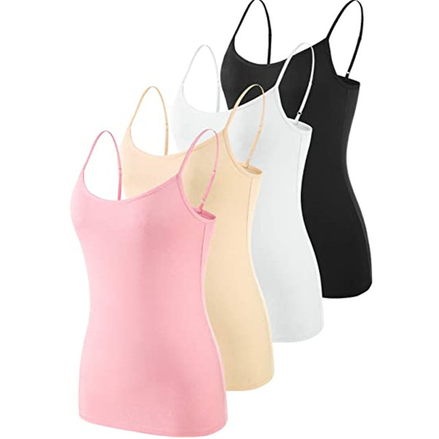 Women's Basic Solid Long Length Tank Top sling vest camisole