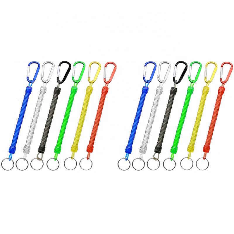 Retractable Lanyard Fishing Accessories Tools Fishing Rope Multicolor Plastic Retractable Coiled Tether with Carabiner for Plier