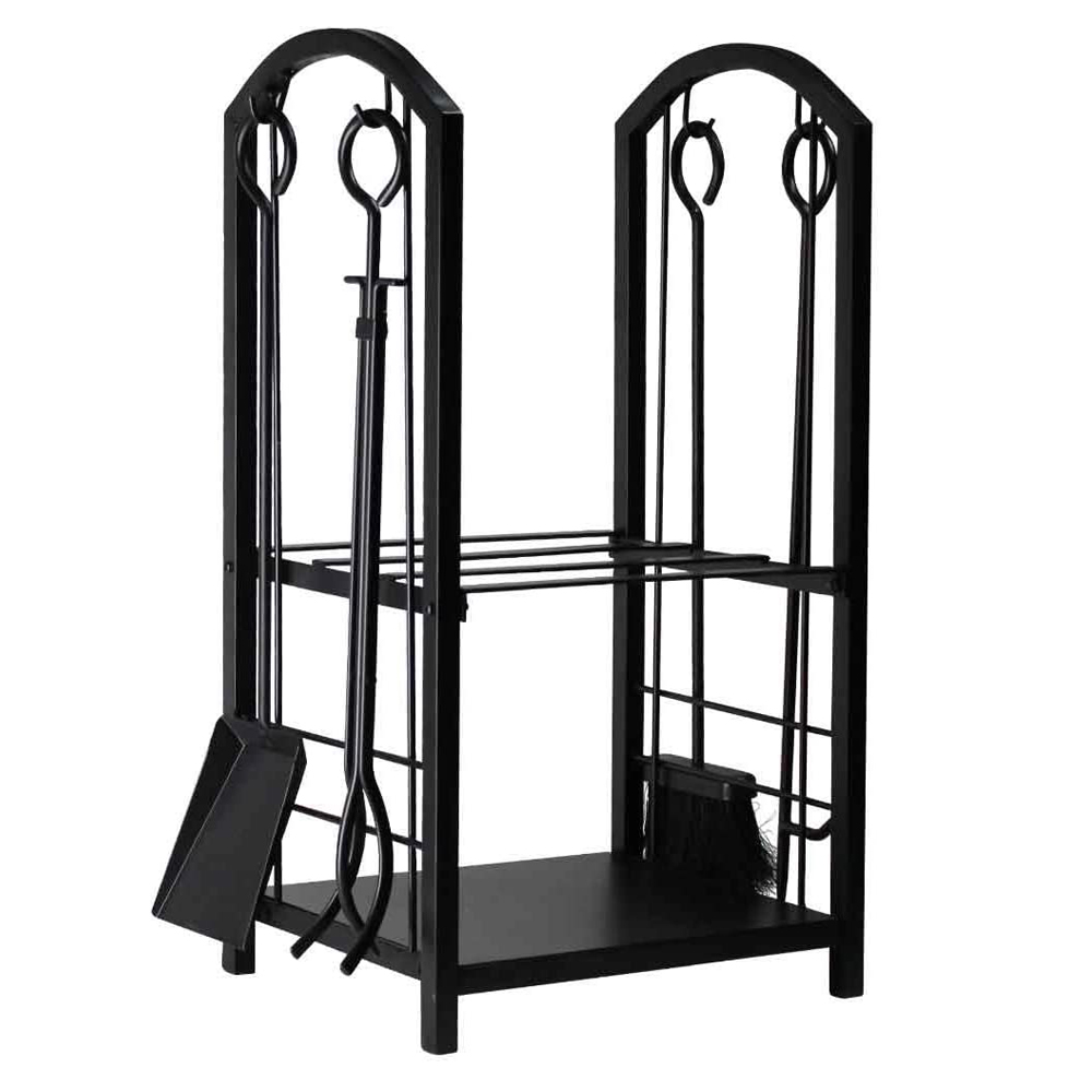 Large Firewood Rack Indoor Fireplace Tool Rack Outdoor Log Rack with 4 Tools Wood Holder Bin Firewood Holders