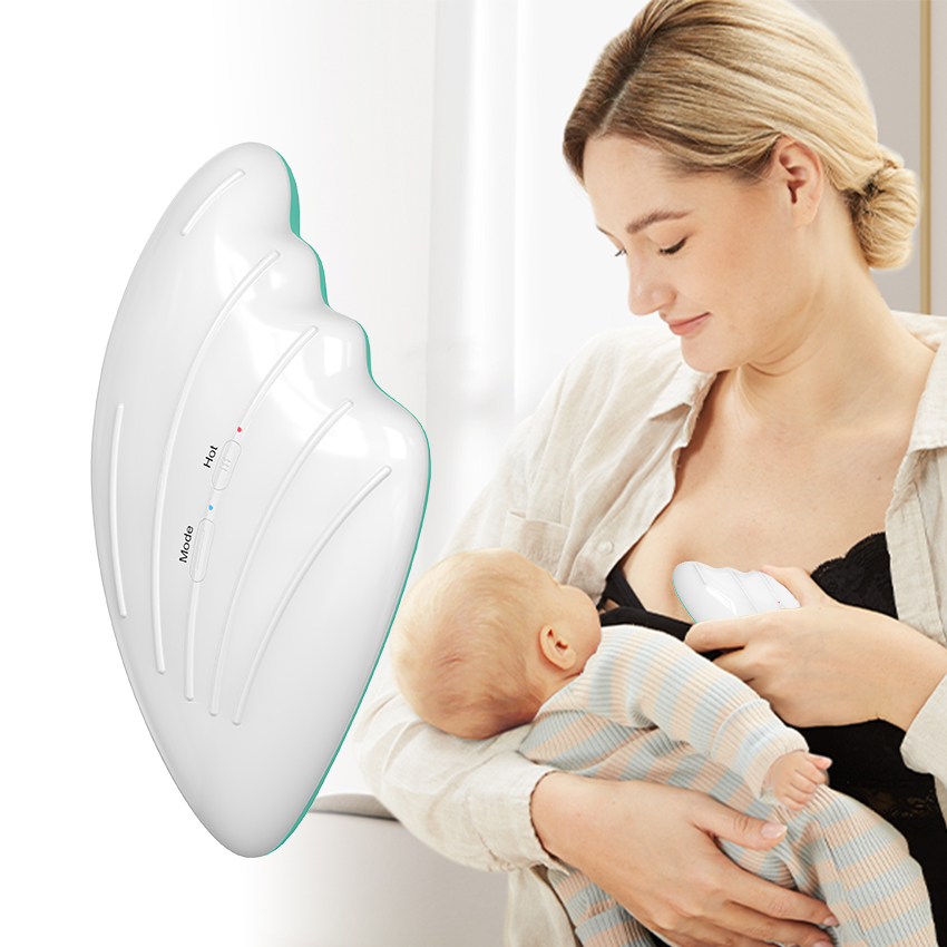 Factory Design Electric Silicone Breast Massager Vibrator Machine Heat Warming Lactation Breast Massager for Breastfeeding
