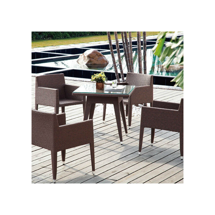 modern outdoor furniture aluminum table and chair for events space saving metal hotel dinning room retractable table set