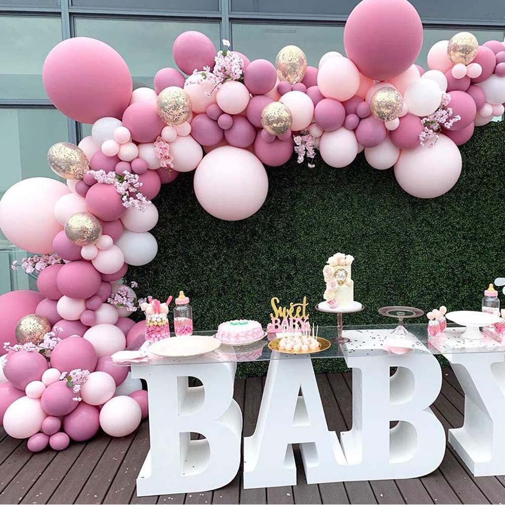Birthday party decoration pastel balloon arch kits Pink Rose Gold Arch kit supplies decorations balloons set
