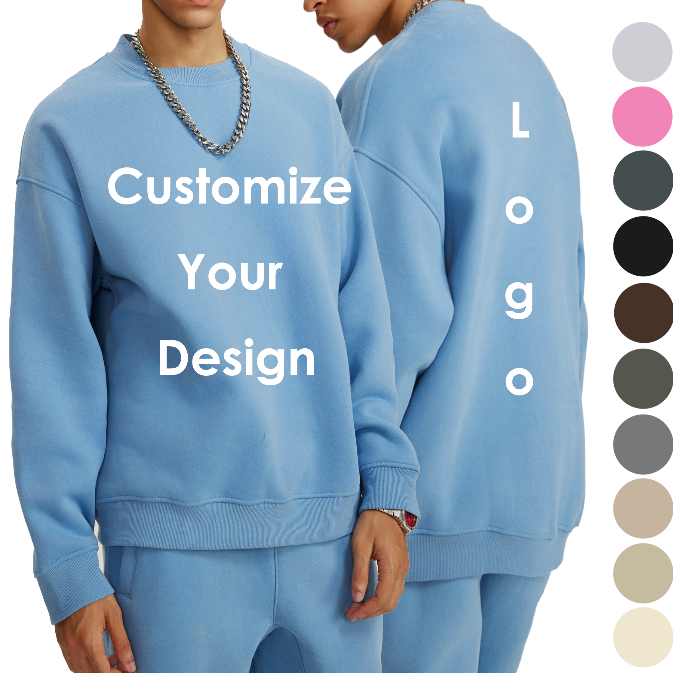 Wholesale New Fleece Men Oversized Crewneck Sweatshirts Custom Logo Printing Blank Pullover Sweatshirts