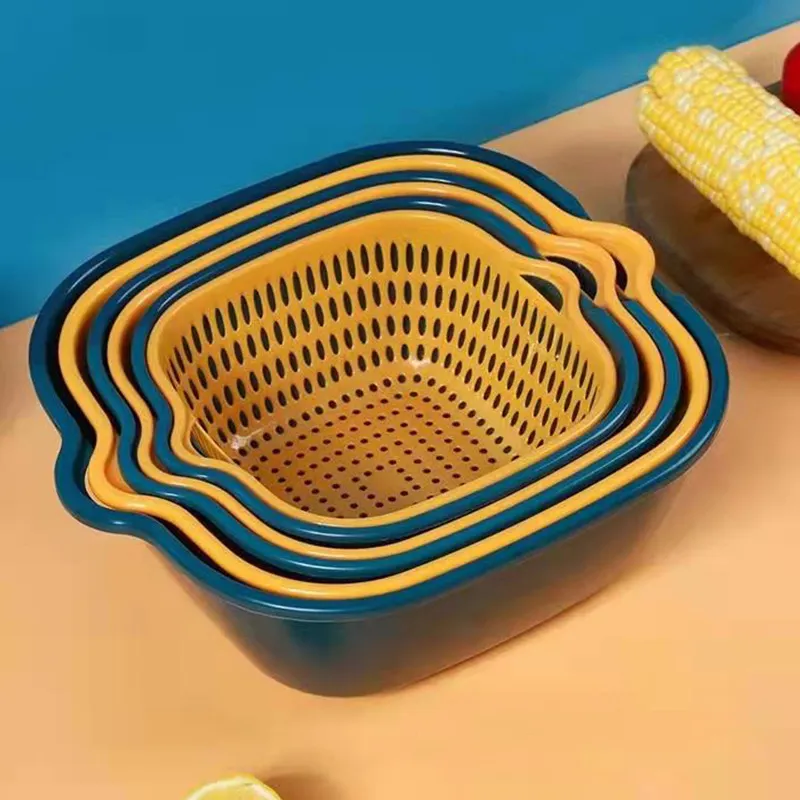 6 Piece Kitchen Drain Colander Multifunctional Drain Basket For Washing,and Storing Fruits and Vegetables Plastic Drain Basket
