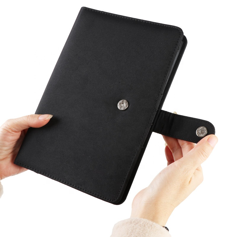 Custom Business Storage Black Leather A4 A5 Size Portfolio Paper PU Cover 4 Pages Inners File Folder For Gift