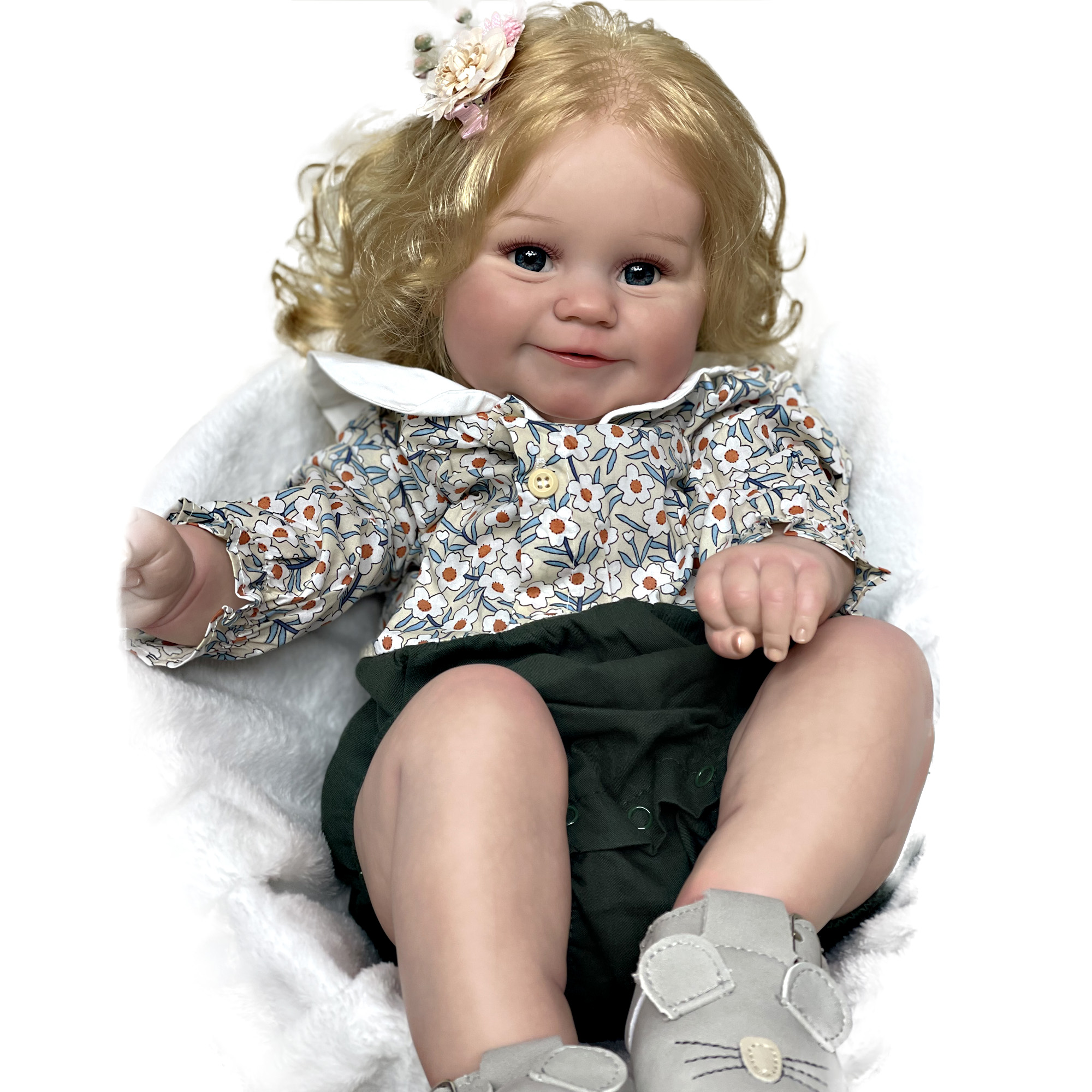 24 Inch Reborn Baby Dolls Soft Silicone Vinyl Lovely Smile Maddie Girl Bebe Newborn