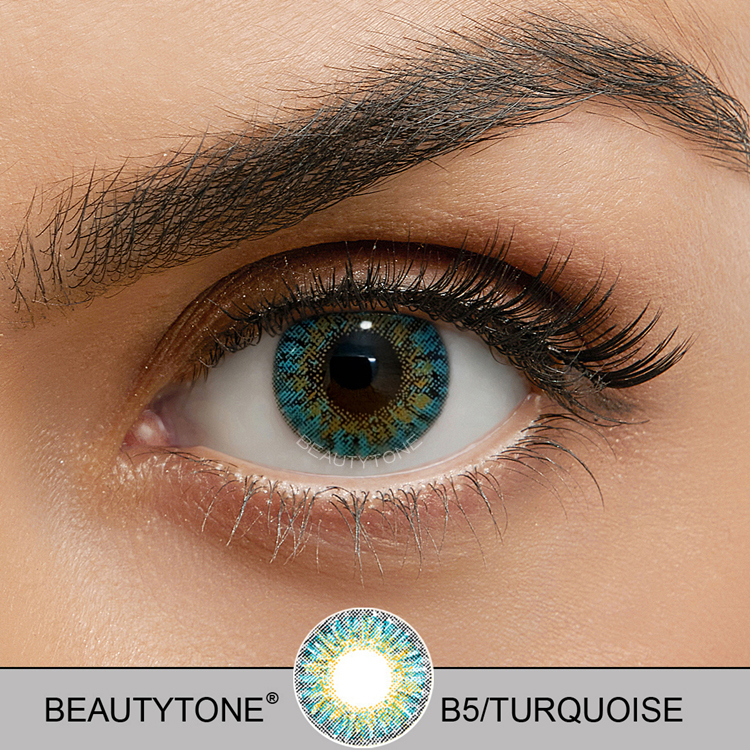 Смеси BeautyTone, бирюзовый чехол, темно-коричневые глаза, естественный вид, мягкие линзы, оптовая продажа, смешанные цвета, цветные контакты для глаз