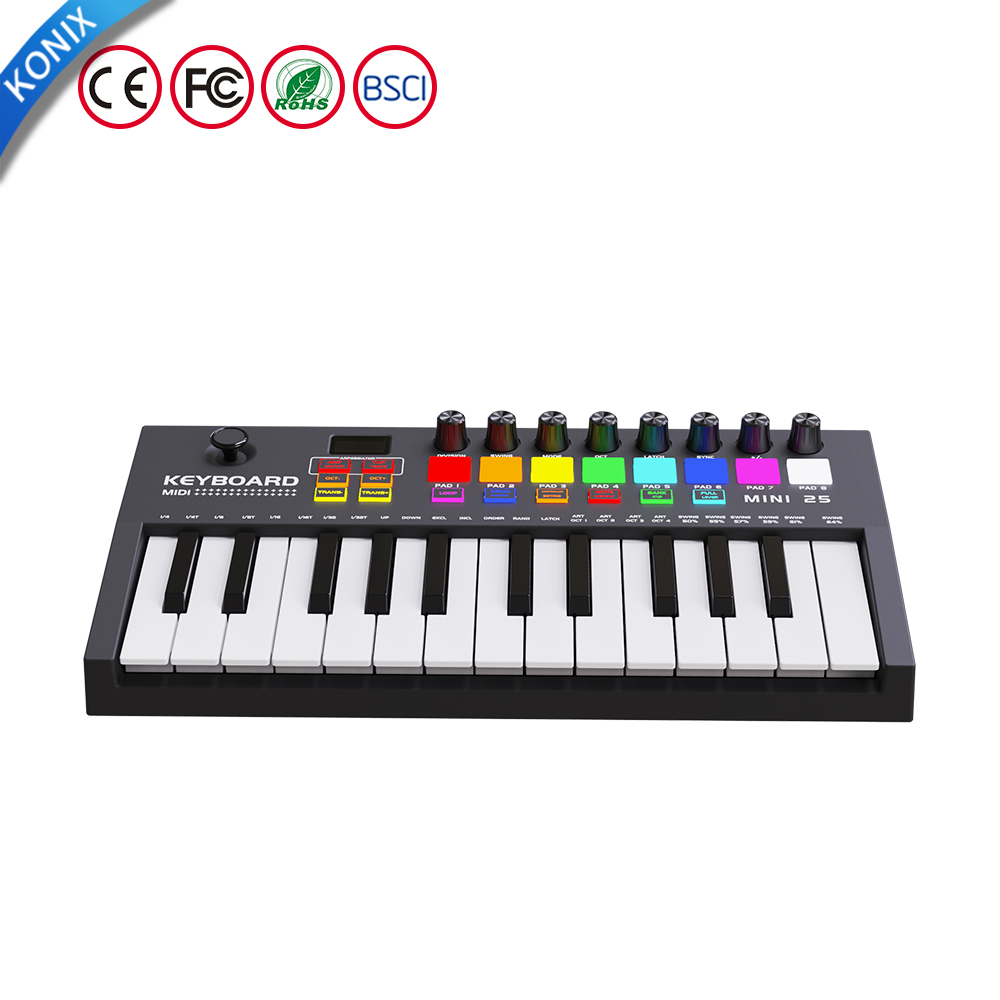 Гуаньдун Konix новый продукт 25 ключ USB клавиатура и Drum MIDI контроллер клавиатуры фортепиано
