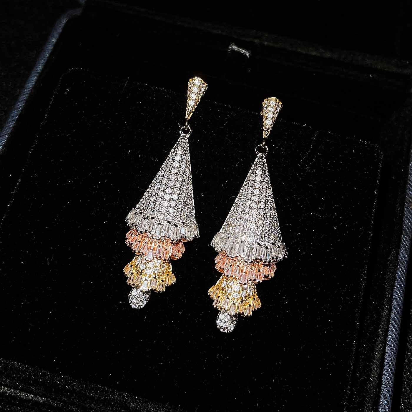 Fashion Christmas Tree Drop Earrings With Shiny Small Zircon Unique 3-Color Jewelry For Women Wedding Party Christmas Gifts