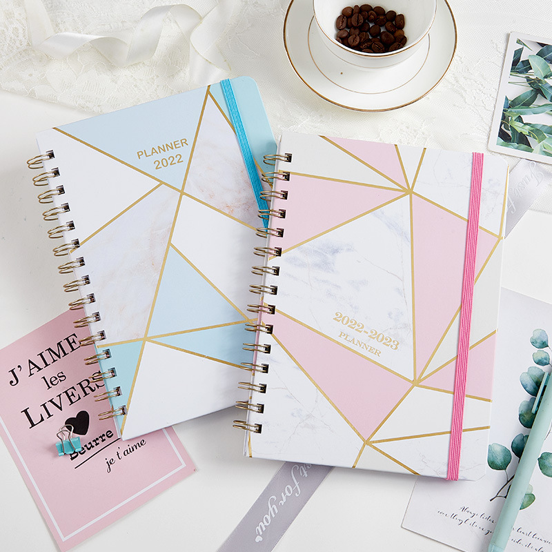 Customs Printing Logo Blue Color Personal Year Monthly Spiral Binding Type Notebook Planner