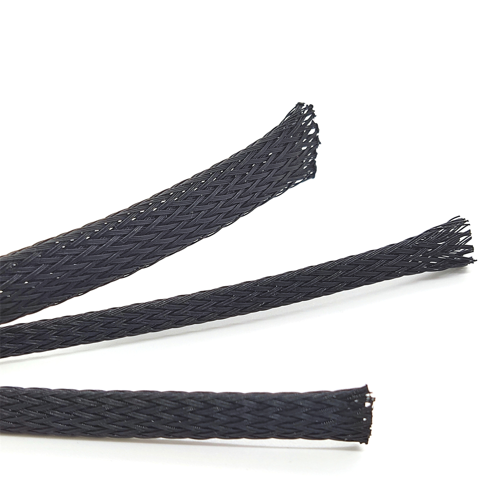 Black Wire Cable Sleeving Braided Tubing For Audio Video and Power Cable Management and Protection Cable Sleeves