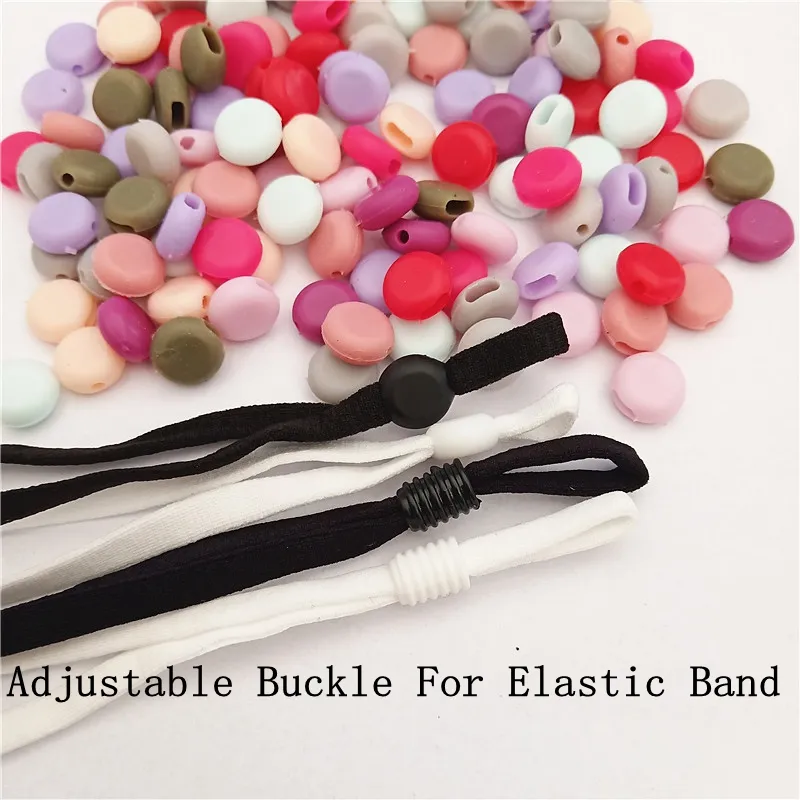 Colorful Plastic Silicone Anti-slip Elastic Band Rope Adjustable Buckle Adjusters For Earloops