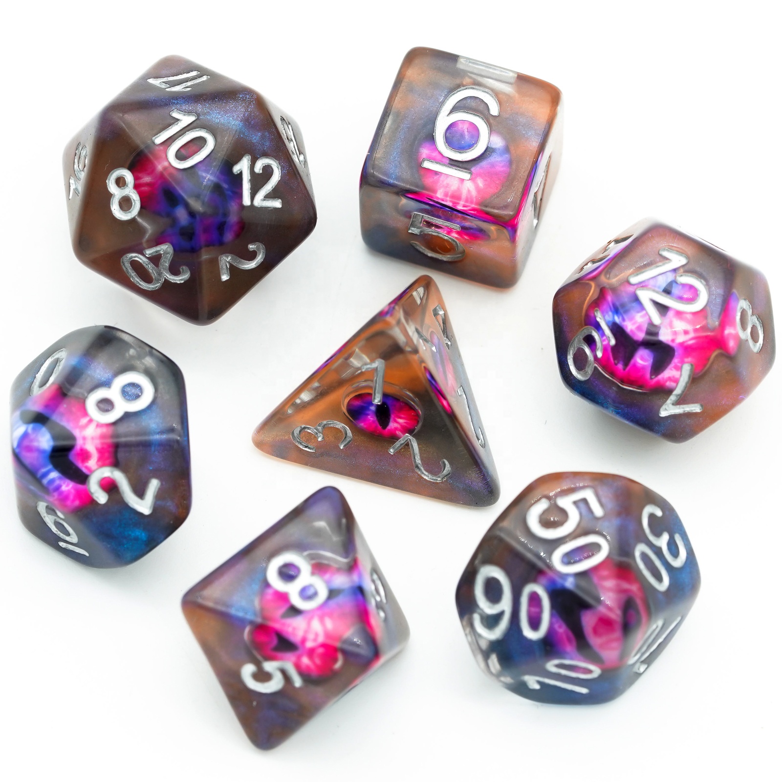Udixi DND Resin Dice for Dungeons and Dragons Polyhedral Demon Eye Dice Set