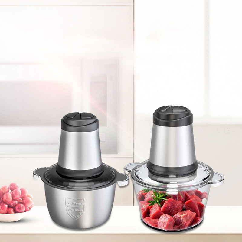 2L multifunctional stainless steel glass electric meat grinder meat grinder cook machine home meat beater food mixer