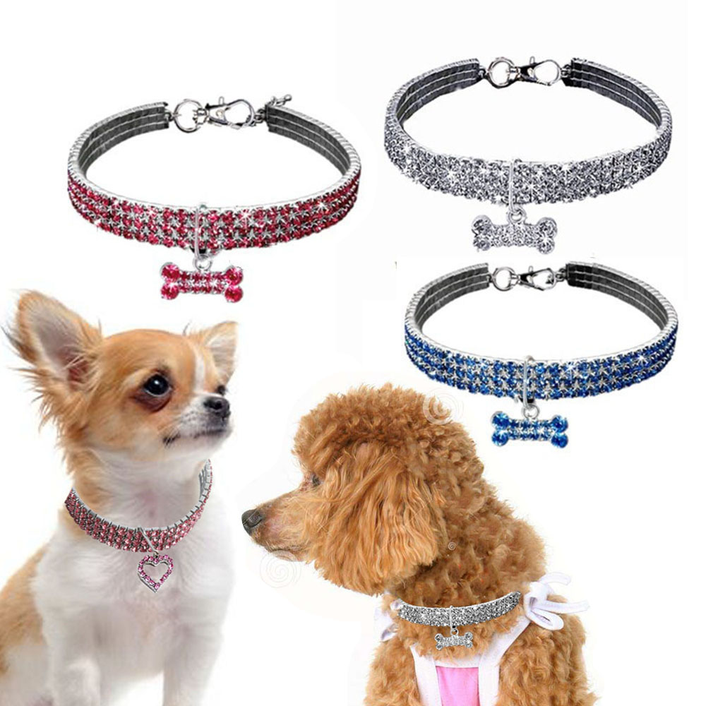 Pet Products Exquisite Bling Crystal Teddy Dog Collar Elastic Cat Pet Necklace Jewelry Charms Accessories Decoration Necklaces