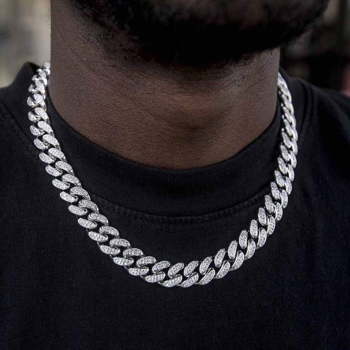 Redoors Мужчины Стиль mossanite bijoux (украшения своими руками) 925 стерлингового серебра ювелирные изделия с твердым покрытием Муассанит кубинская цепь ожерелье Муассанит в стиле хип-хоп ювелирные изделия