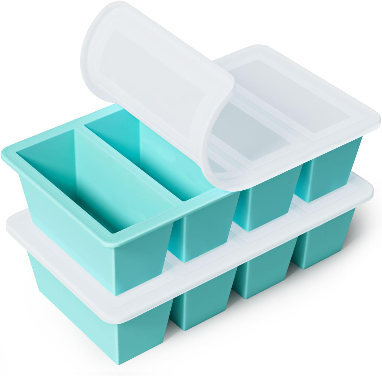 Hot Sale Silicone Material Freezer Molds Lid Soup Ice Cube Tray Silicone Freezing Container Food Storage Box Packed soup mold