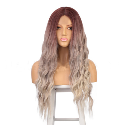 cheap price 24 inches synthetic hair wig lace frontal wig for 12-60# color