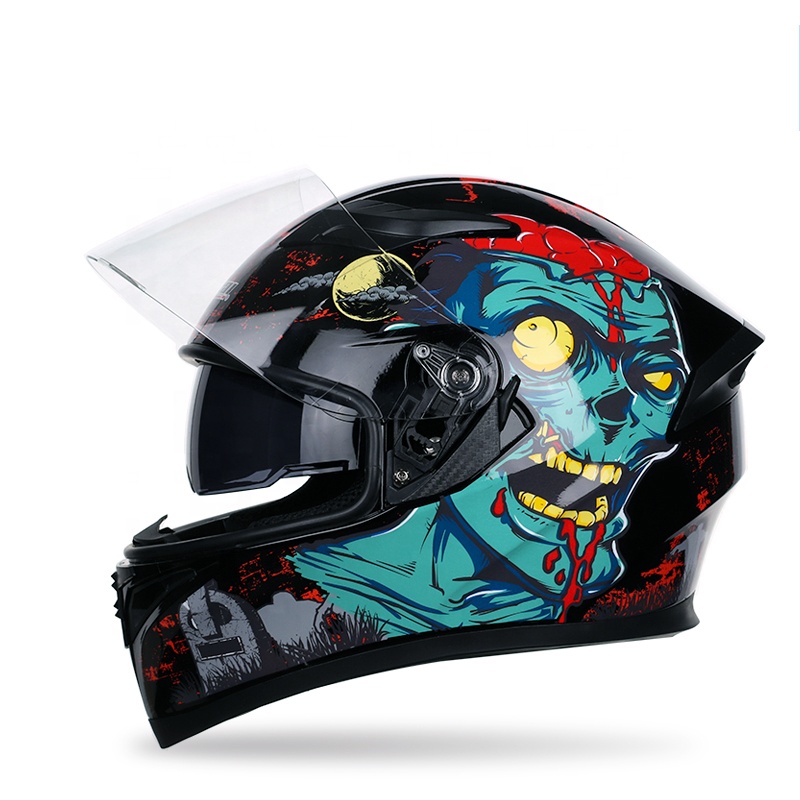 adults full face high quality anti-fog professional motorcycle/motorbike/scooter helmet with clown/cartoon patterns for men