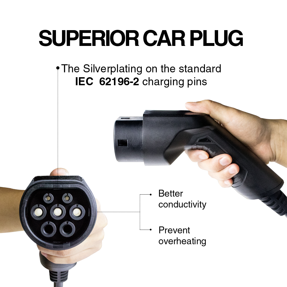 16A 5 м IEC 62196-2 Тип 2 EV Электрический автомобильный зарядный кабель EV зарядный кабель 5 м 1 фазный Тип 2 EVSE кабель для Audi A3