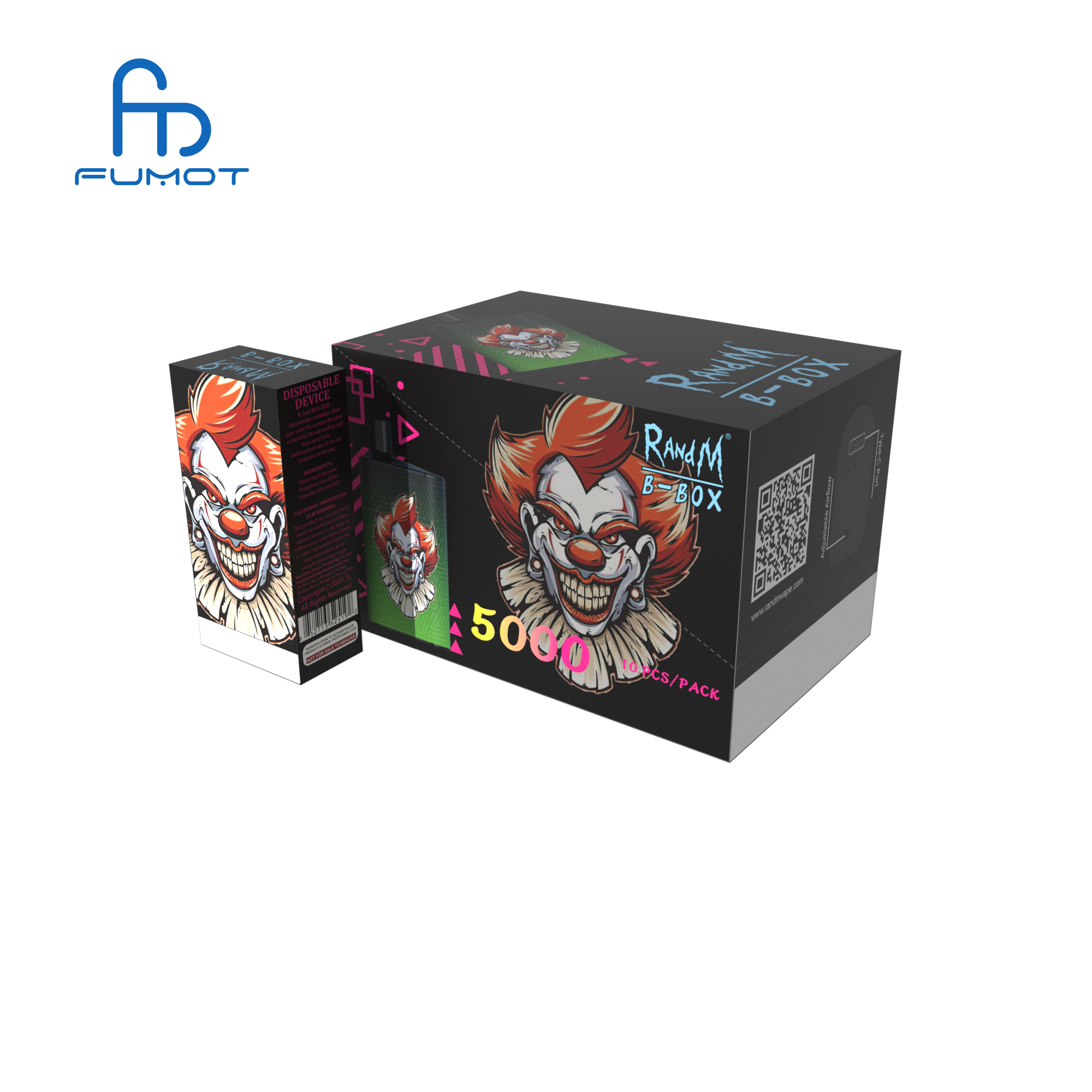 2021 New Arrival Mesh Coil RandM B-BOX 5000 Box Package Sticker Version R and M RM R M Gift OEM BOX