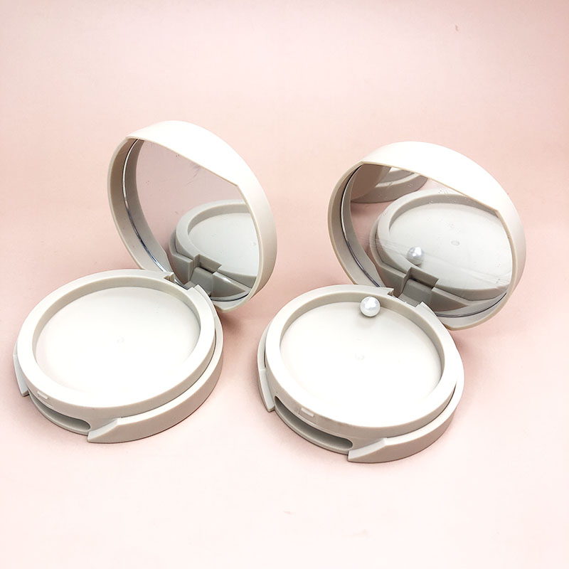 Empty round makeup compact plastic blush compact powder case custom your logo compact powder container with mirror