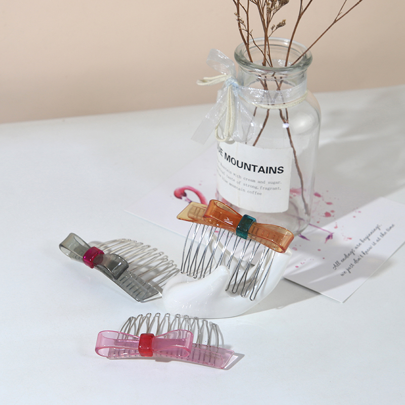 korea custom private acetate women hair comb accessories plastic decorative push up combs hair side combs