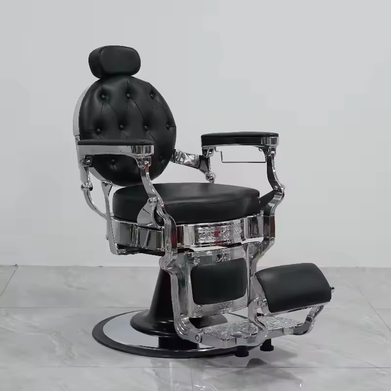 Modern beauty salon barber shop furniture black leather hairdressing styling chair reclining hydraulic barber chair for men