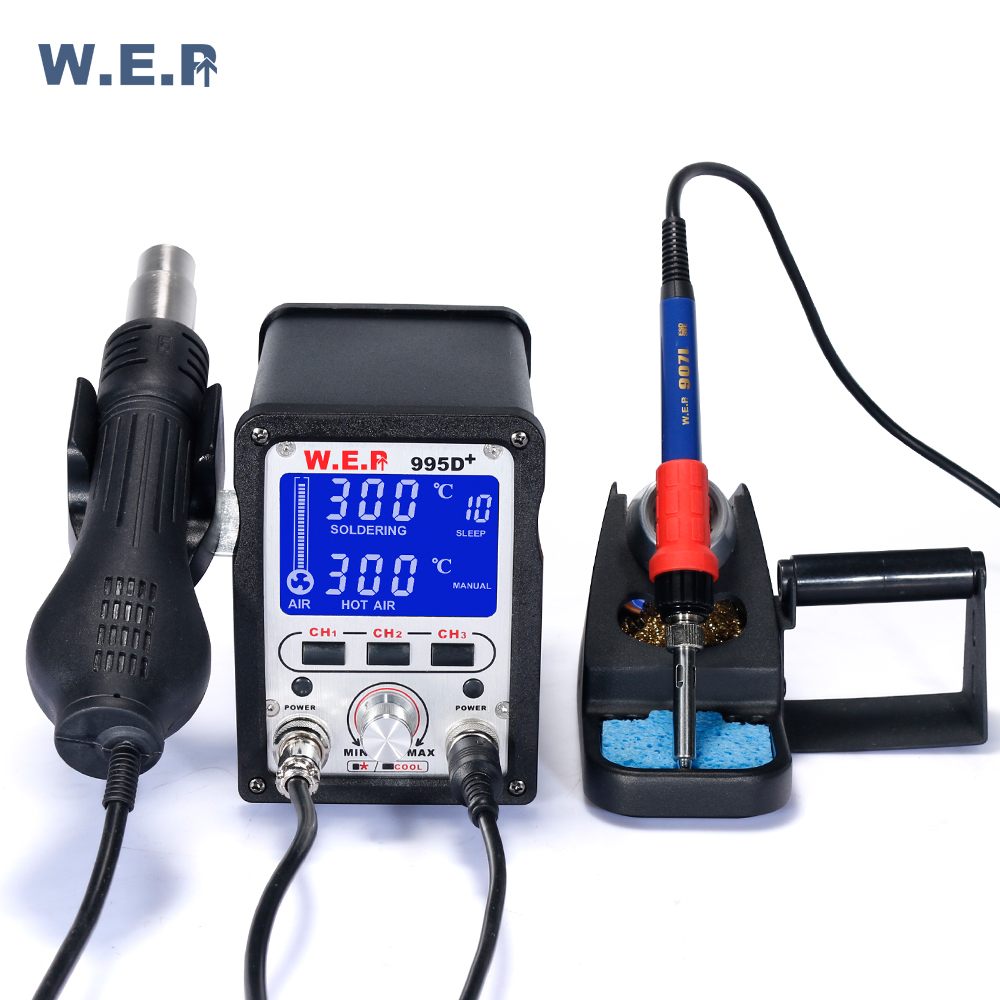 Паяльная станция 2 в 1 с термофеном WEP 995D +