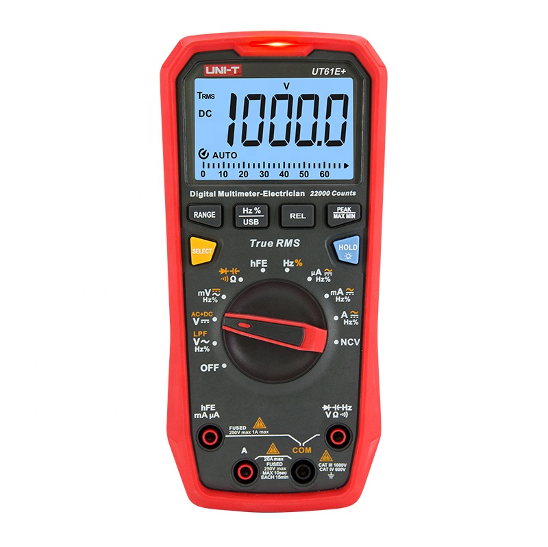 Цифровой мультиметр UT61E + UT61E, 1000 В, функция True RMS, тестер напряжения, сопротивления, частота дисплея 220 МГц, 22000 тестер