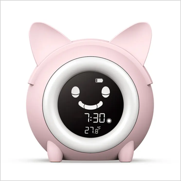 Modern Deign Cat Shape Baby Sleep Trainer Lamps Music Alarm Clock Night Lights LED