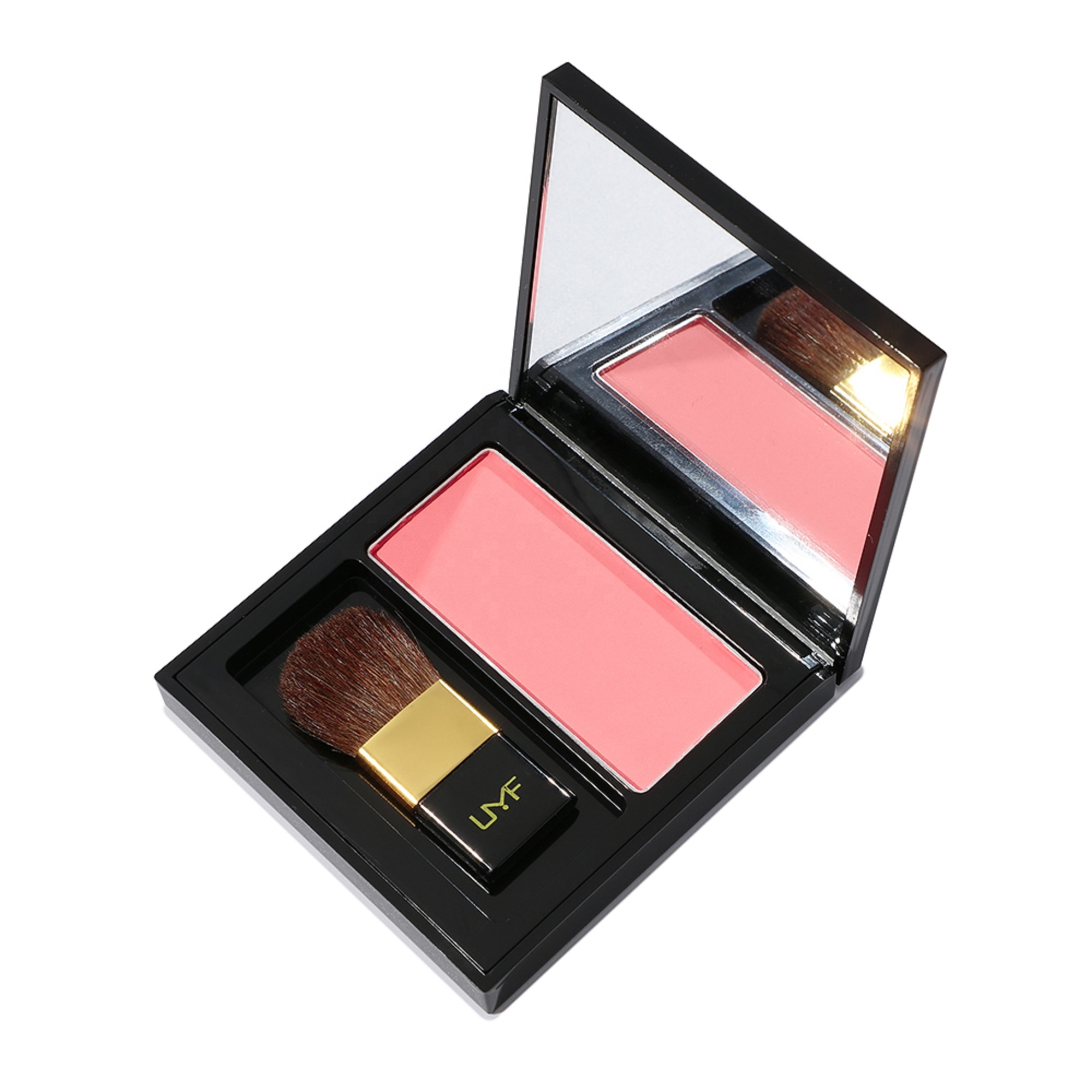 Wholesale facial cosmetics Pink red orange private label 3 color powder Blush for face makeup with soft brush