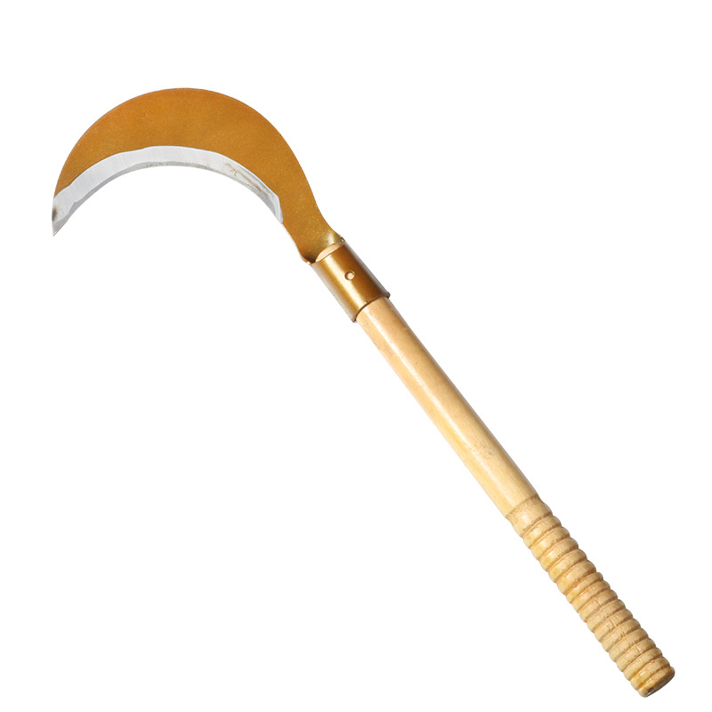 Steel Sickle With Wooden Handle