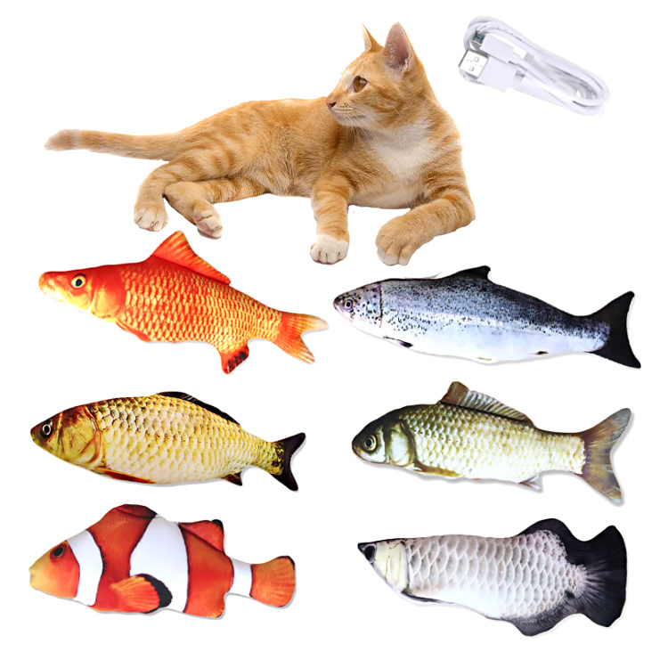Wholesale interactive cat fish toy plush electric cat toys