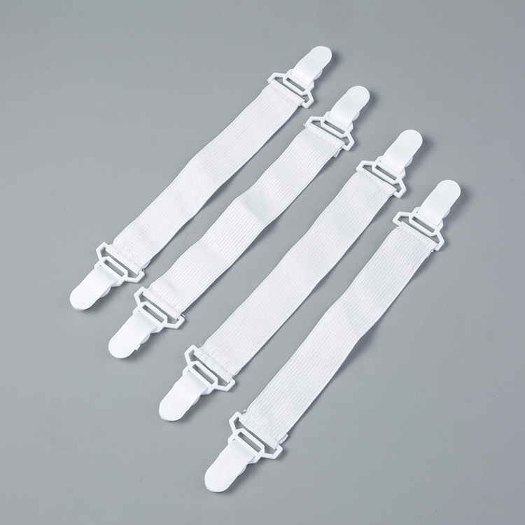 4 pcs pack white color plastic head elastic Bed sheet Grippers holder straps clip for bed sheet mattress