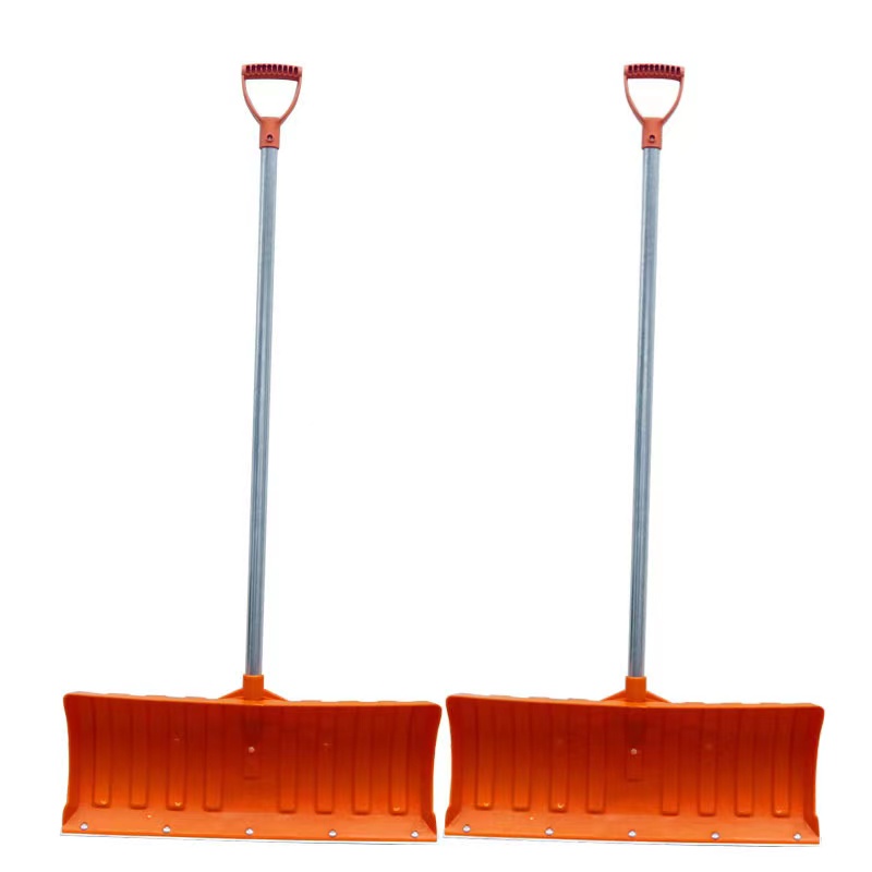 outdoor cleaning tools strong steel handle D grip plastic pusher snow shovel