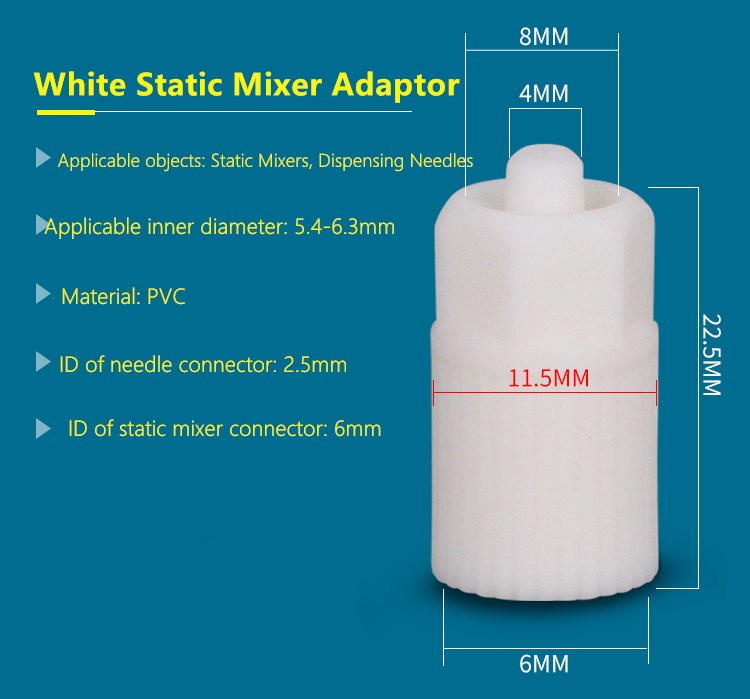 Black Plastic Static Mixer adapter AB epoxy adhesive static mixing pipe adapter connecting static mixer and dispensing needle