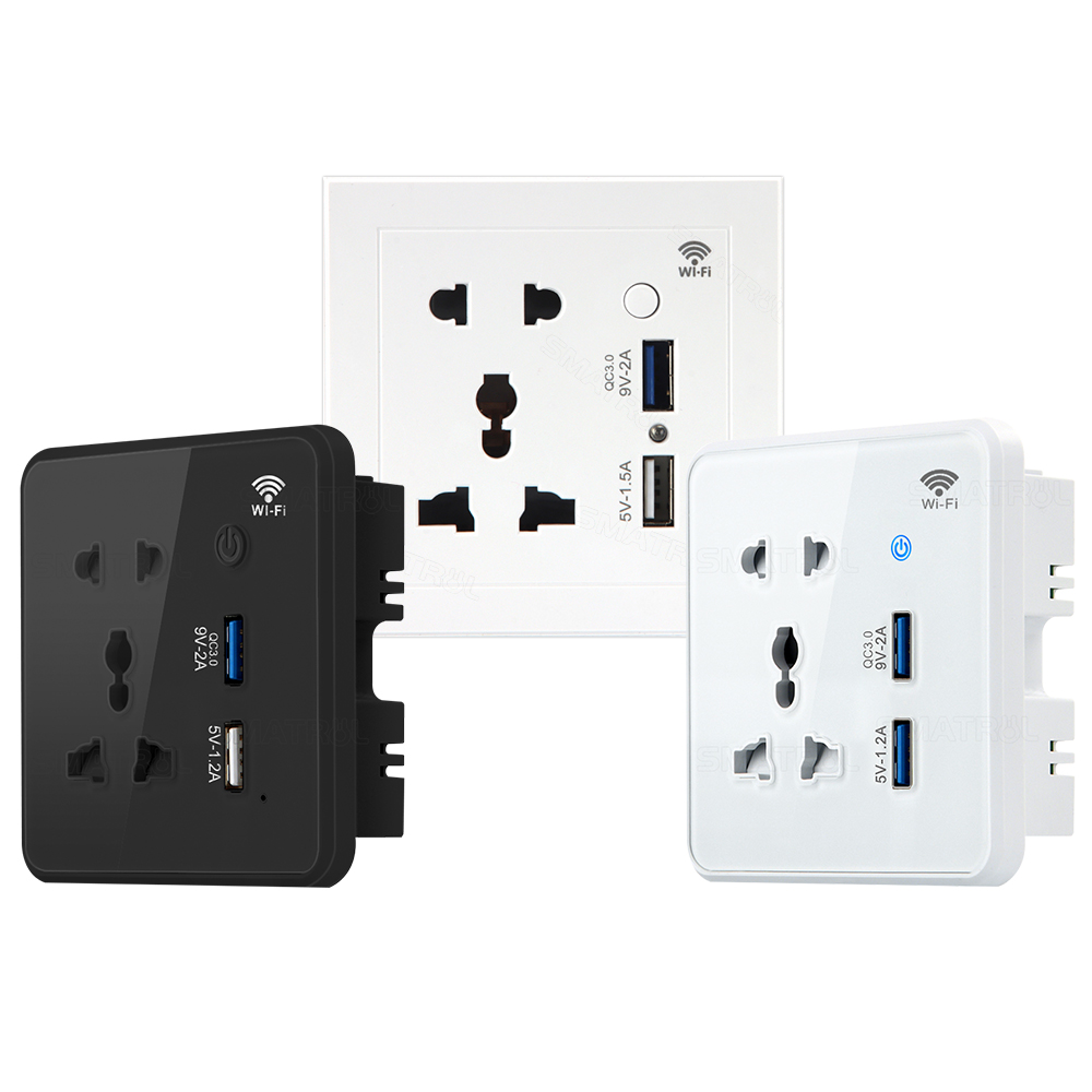 Смарт-розетка SMATRUL Tuya, Wi-Fi, с закаленным стеклом, Usb 3,0