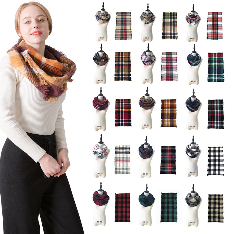 Hot sale Amazon Autumn Winter Checkered neck gaiter wholesale cashmere red black plaid neck scarf