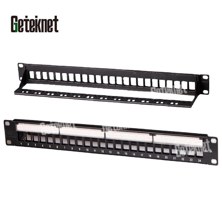 1U*19" 19 inch panel CAT6A/CAT6/CAT5E 24port unload patch panel for UTP RJ45 keystone jack patch panel keystone