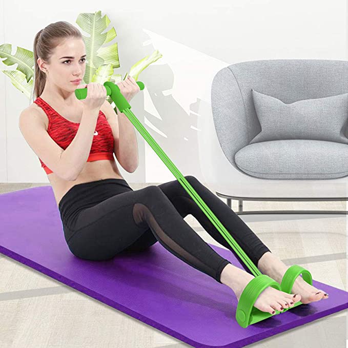 Tubes Natural Latex Foot Pedal Elastic Pull Rope with Handle Fitness Equipment Bodybuilding Expander for Abdomen/Waist/Arm/Leg S