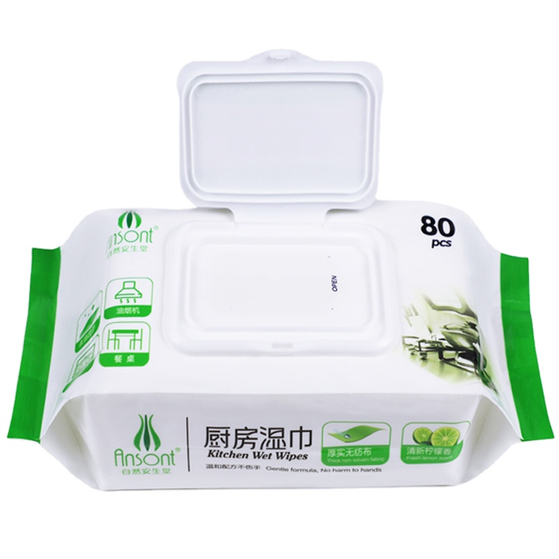 Disposable customized label lavender fragrance water moisturizing oil remover kitchen wipe wet and dry